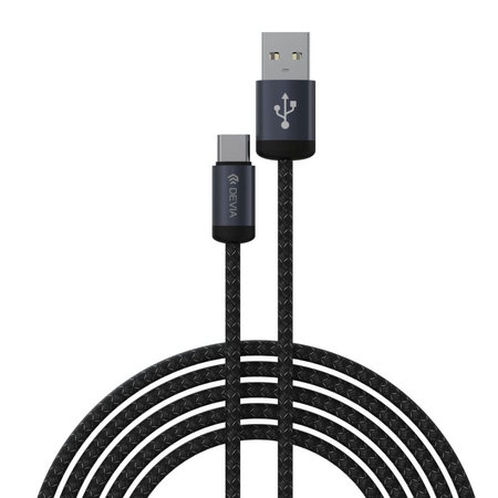 USB / USB-C Kabel Gracious, 2.1A, 2m, Schwarz, Devia