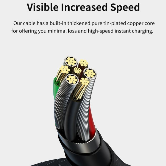 USB / USB-C Kabel Gracious, 2.1A, 2m, Schwarz, Devia