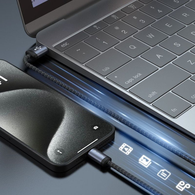 USB / USB-C Kabel Gracious, 2.1A, 2m, Schwarz, Devia