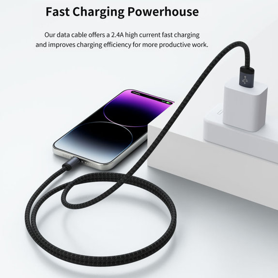 Lightning / USB Kabel Gracious, 2,4A, 1m, Schwarz, Devia