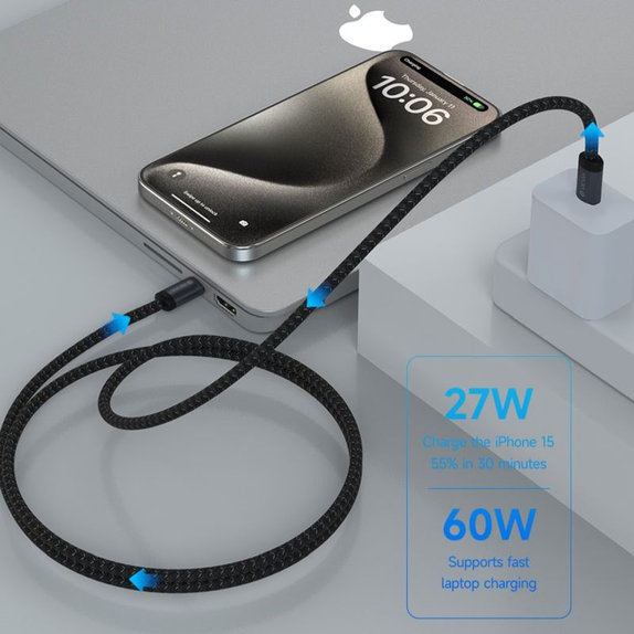 USB-C / USB-C Kabel Gracious, PD 60W, 2m, Schwarz, Devia