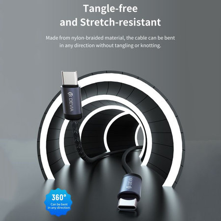 USB-C / USB-C Kabel Gracious, PD 60W, 2m, Schwarz, Devia