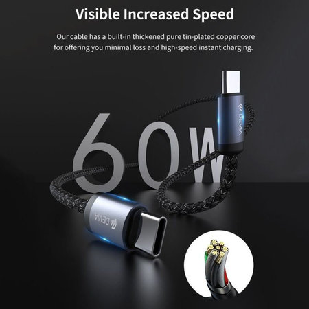 USB-C / USB-C Kabel Gracious, PD 60W, 2m, Schwarz, Devia