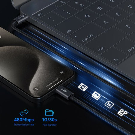 USB-C / USB-C Kabel Extreme Speed, PD 240W, 2m, Schwarz, Devia