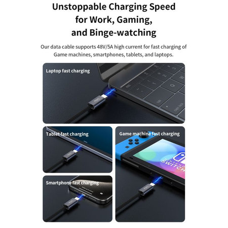 USB-C / USB-C Kabel Extreme Speed, PD 240W, 2m, Schwarz, Devia