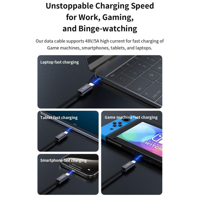 USB-C / USB-C Kabel Extreme Speed, PD 240W, 2m, Schwarz, Devia