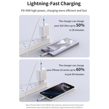 Ladeadapter Rocket USB-C, PD 45W, Weiß, Devia