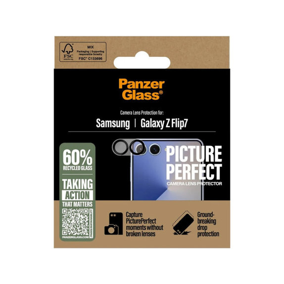 Kameralinsenschutz PicturePerfect für Samsung Z Flip7, Schwarz, PanzerGlass