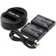 2 Akkus mit Ladegerät fürNikon Coolpix P7000, P7700, D3100, D3200, D5100, 1030mAh, Li-Ion, 7.4V, EN-EL14, HQ