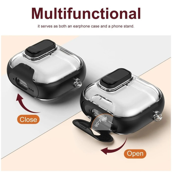 Silikonhülle mit Handy-Ständer und Karabiner für AirPods Pro 3, Schwarz