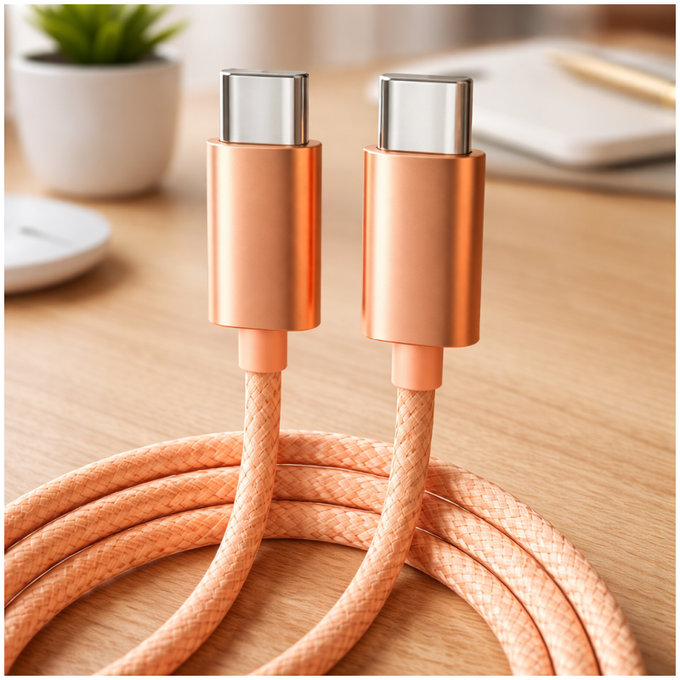 USB-C / USB-C-Kabel mit Schnellladen, PD 60W, 1 m, Orange