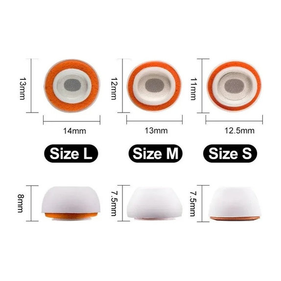 Ersatz-Silikon-Ohrstöpsel für AirPods 1 Pro, 2 Pro, Memory Foam, Set (L, M, S), Weiß