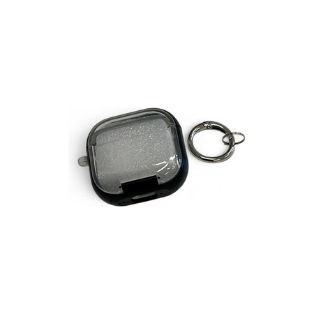 Silikonhülle mit Handy-Ständer und Karabiner für AirPods 4, Schwarz