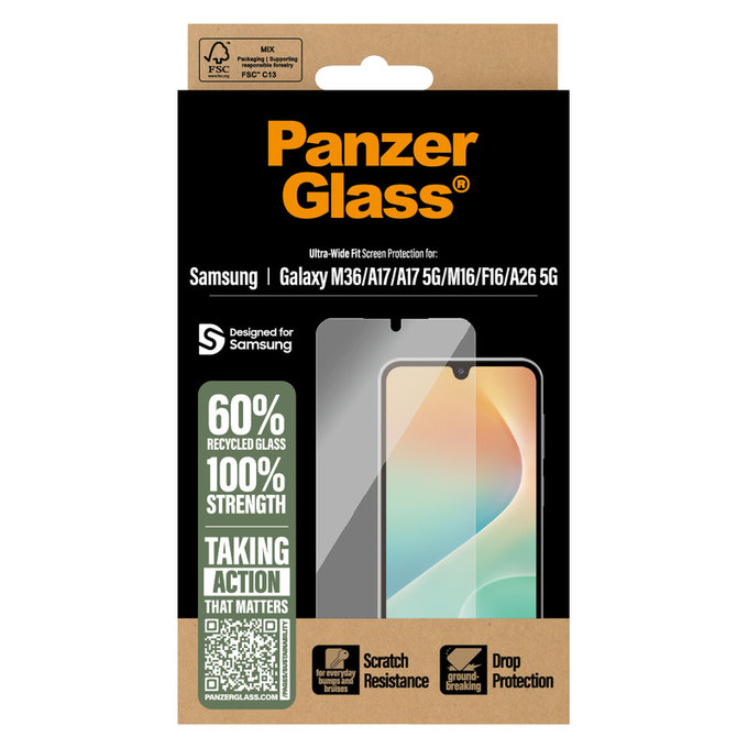 Panzerglas UWF für Samsung Galaxy M15 5G/F15 5G/A26 5G/A16/A16 5G, Schwarz, PanzerGlass