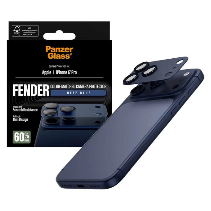 Fender Kameraobjektivschutz für iPhone 17 Pro, Blau, PanzerGlass