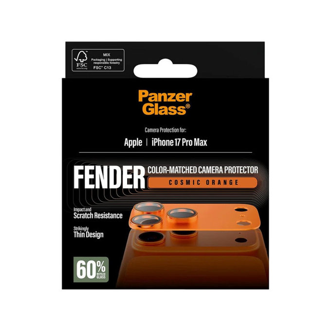Fender Kameraobjektivschutz für iPhone 17 Pro Max, Orange, PanzerGlass