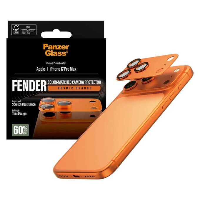 Fender Kameraobjektivschutz für iPhone 17 Pro Max, Orange, PanzerGlass