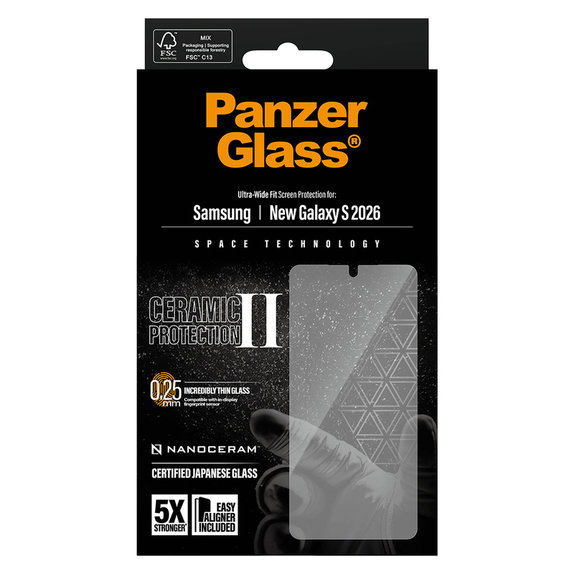 Panzerglas UWF Ceramic mit Applikator für Samsung Galaxy S26, Klar, PanzerGlass