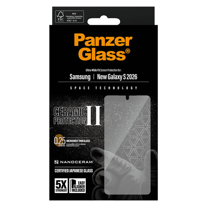 Panzerglas UWF Ceramic mit Applikator für Samsung Galaxy S26, Klar, PanzerGlass