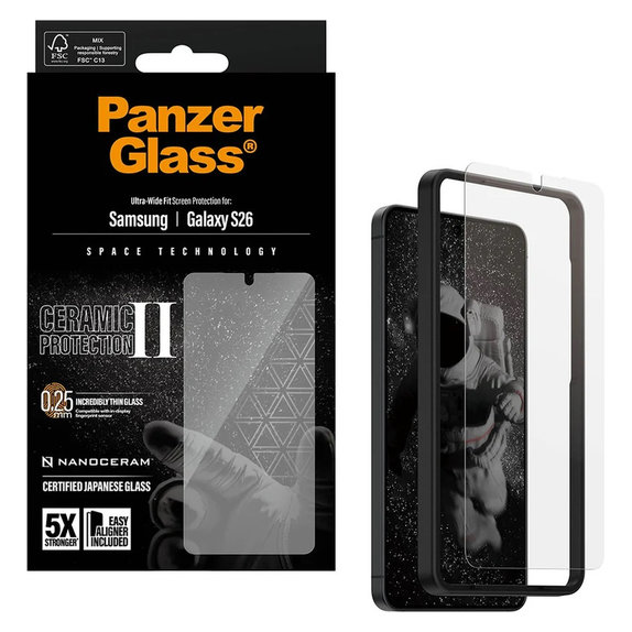 Panzerglas UWF Ceramic mit Applikator für Samsung Galaxy S26, Klar, PanzerGlass