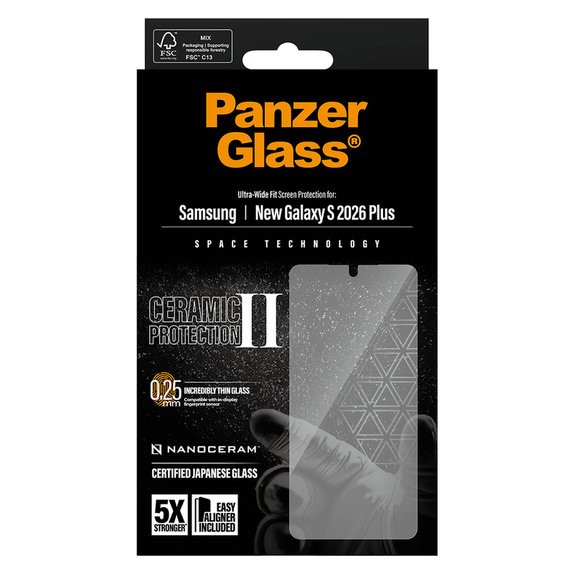 Panzerglas UWF Ceramic mit Applikator für Samsung Galaxy S26+, Klar, PanzerGlass