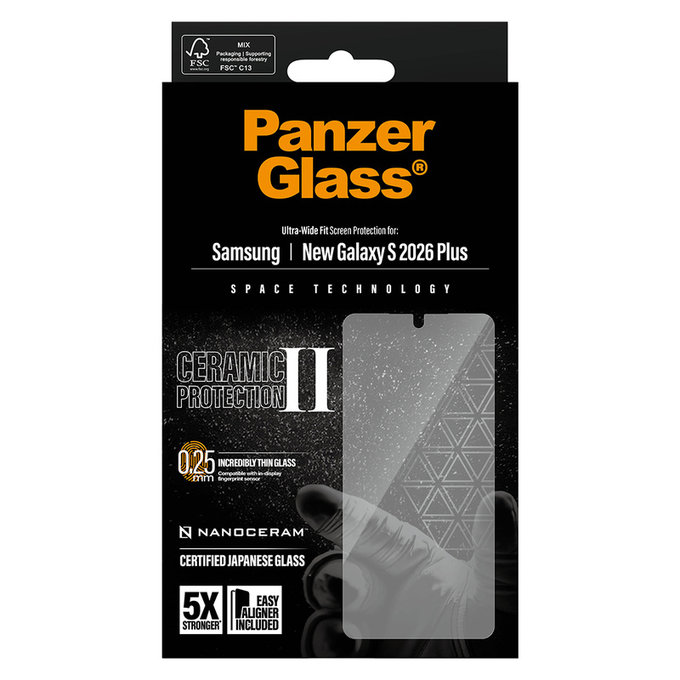 Panzerglas UWF Ceramic mit Applikator für Samsung Galaxy S26+, Klar, PanzerGlass