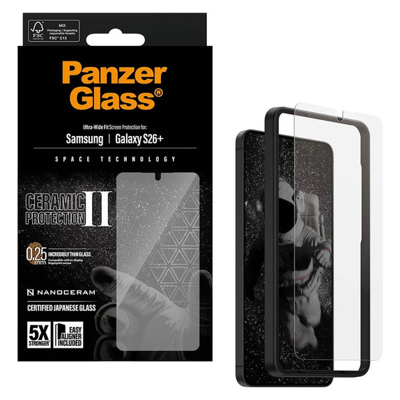 Panzerglas UWF Ceramic mit Applikator für Samsung Galaxy S26+, Klar, PanzerGlass