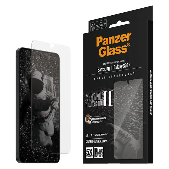Panzerglas UWF Ceramic mit Applikator für Samsung Galaxy S26+, Klar, PanzerGlass