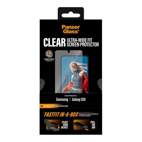 UWF Panzerglas mit FASTFIT In-A-Box für Samsung S26, Transparent, PanzerGlass