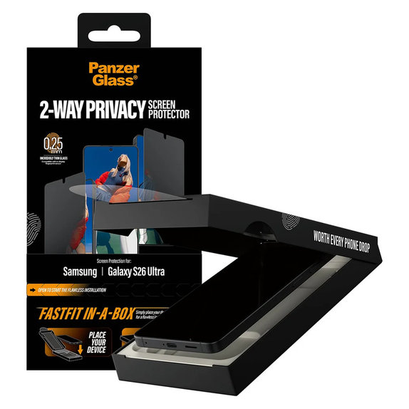 Panzerglas UWF 2-Way Privacy mit FASTFIT In-A-Box für Samsung Galaxy S26 Ultra, Klar, PanzerGlass