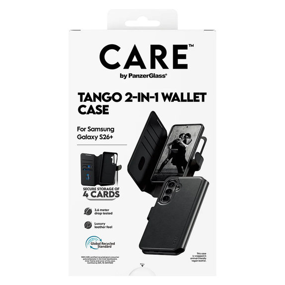 Hülle Tango Wallet Two-In-One mit QI für Samsung Galaxy S26+, Schwarz, PanzerGlass