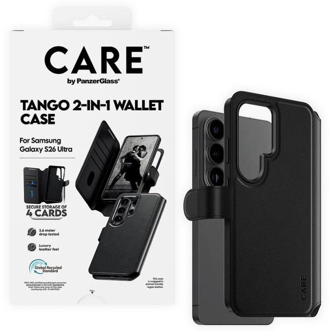 Hülle Wallet Tango Two-In-One mit QI für Samsung S26 Ultra, schwarz, CARE
