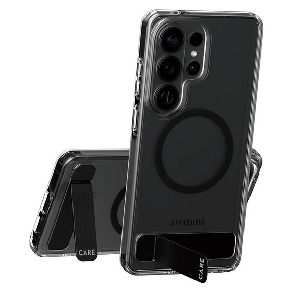 Hülle Kickstand mit schwarzem QI für Samsung Galaxy S26 Ultra, Transparent, PanzerGlass