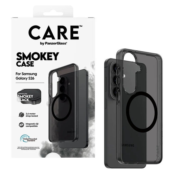 Hülle Smokey mit schwarzem QI für Samsung Galaxy S26, Schwarz, PanzerGlass