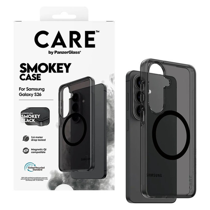 Hülle Smokey mit schwarzem QI für Samsung Galaxy S26, Schwarz, PanzerGlass