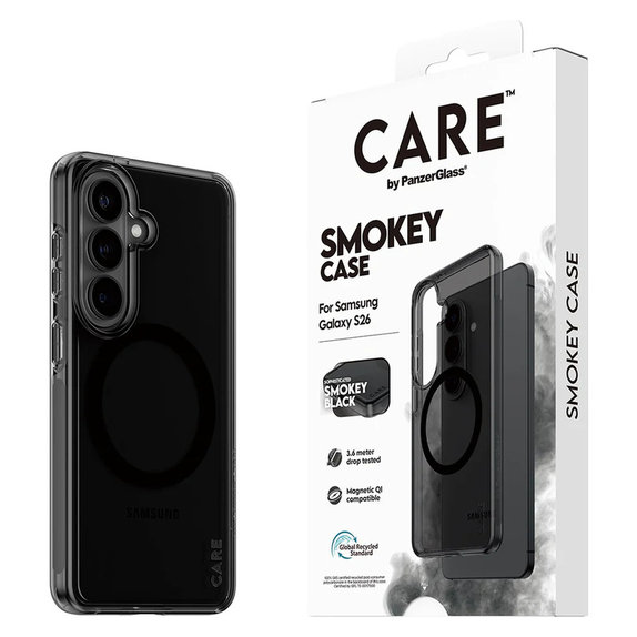 Hülle Smokey mit schwarzem QI für Samsung Galaxy S26, Schwarz, PanzerGlass