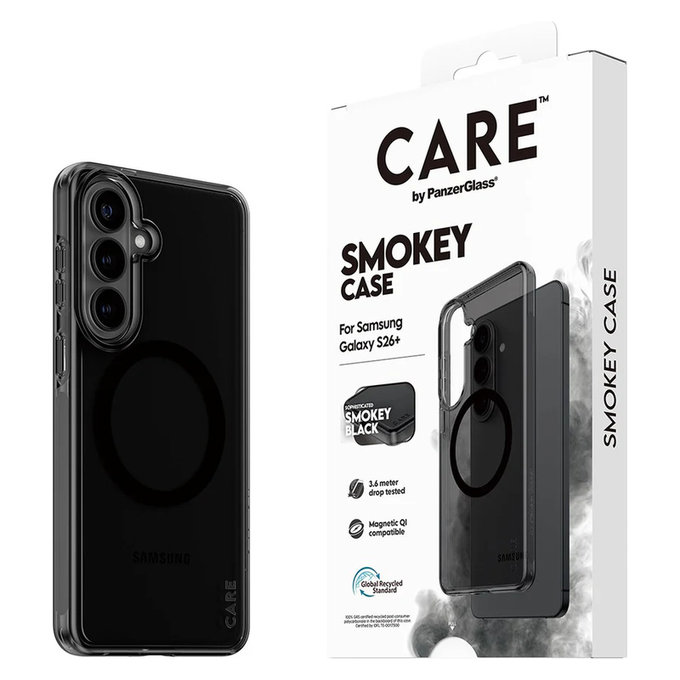 Hülle Smokey mit schwarzem QI für Samsung Galaxy S26+, Schwarz, PanzerGlass