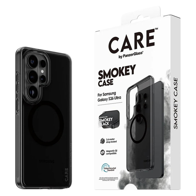 Hülle Smokey mit schwarzem QI für Samsung Galaxy S26 Ultra, Schwarz, PanzerGlass