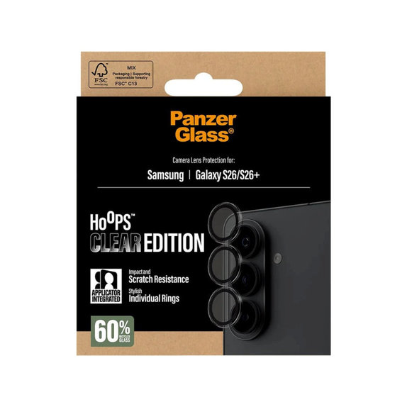 Hoops Kameraobjektivschutz für Samsung S26/S26+, Transparent, PanzerGlass