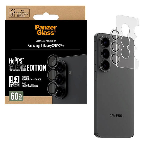 Hoops Kameraobjektivschutz für Samsung S26/S26+, Transparent, PanzerGlass