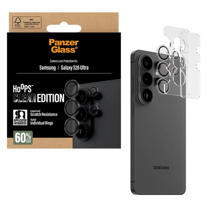 Hoops Kameraobjektivschutz für Samsung S26 Ultra, Transparent, PanzerGlass