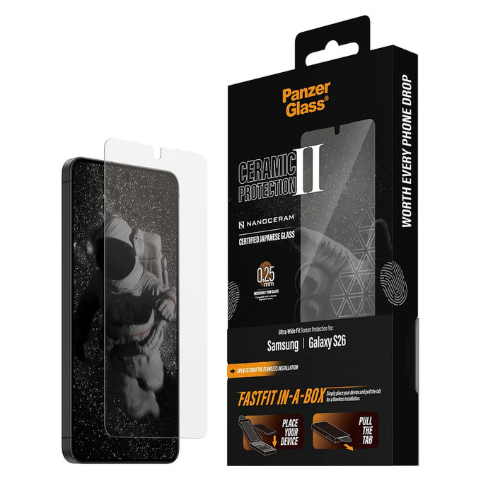 Panzerglas UWF Ceramic mit FASTFIT In-A-Box für Samsung Galaxy S26, Klar, PanzerGlass