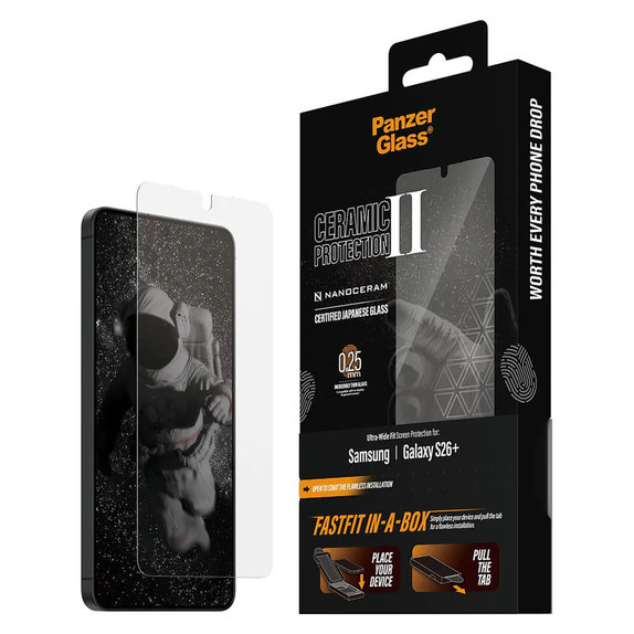 Panzerglas UWF Ceramic mit FASTFIT In-A-Box für Samsung Galaxy S26+, Klar, PanzerGlass