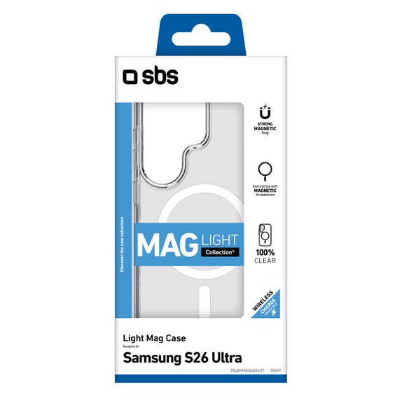 SBS - Hülle Light Mag für Samsung Galaxy S26 Ultra, transparent