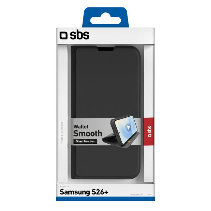 SBS - Book Wallet Smooth Case für Samsung Galaxy S26+, schwarz
