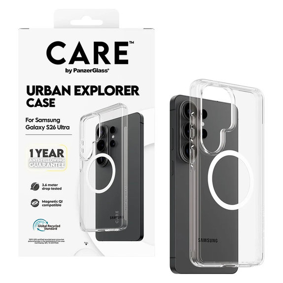 Hülle Urban Explorer mit weißem QI für Samsung Galaxy S26 Ultra, Transparent, PanzerGlass