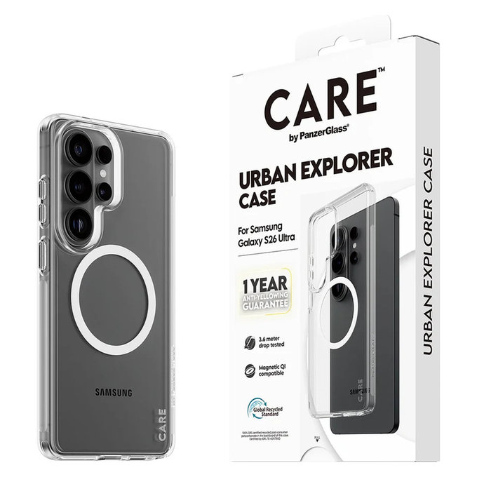 Hülle Urban Explorer mit weißem QI für Samsung Galaxy S26 Ultra, Transparent, PanzerGlass
