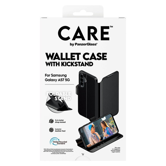 Hülle Wallet Kickstand für Samsung Galaxy A57, Schwarz, PanzerGlass