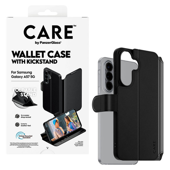 Hülle Wallet Kickstand für Samsung Galaxy A57, Schwarz, PanzerGlass