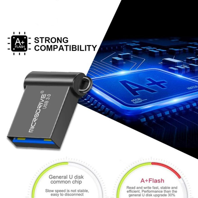 USB-Stick aus Metall, 64 GB, USB 3.0, silber